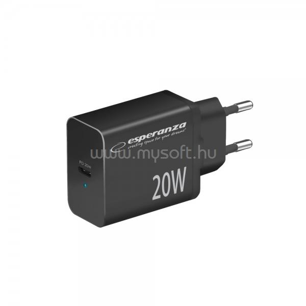 ESPERANZA gyorstöltő 20w usb-c pd (fekete)