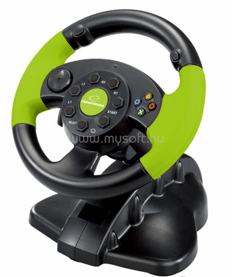 ESPERANZA High Octane versenykormány pedállal, XBOX360/PS3/PC,( fekete-zöld)