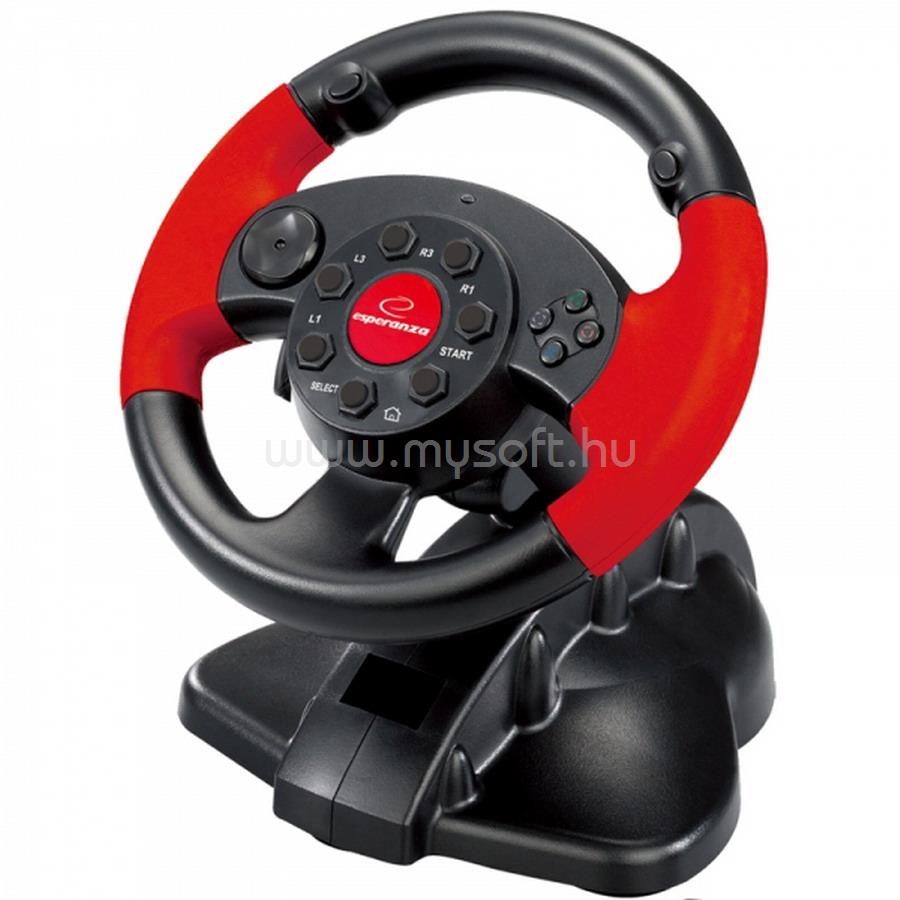 ESPERANZA High Octane versenykormány pedállal PC/PS1/PS2/PS3 (fekete-piros)
