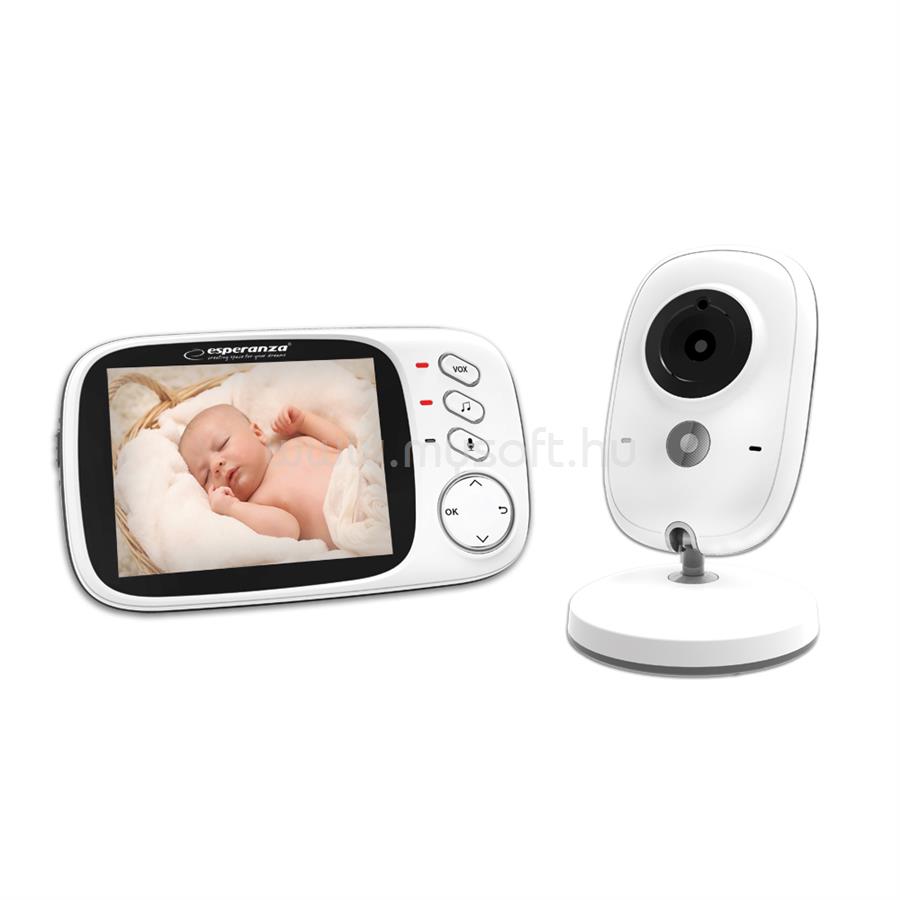 ESPERANZA Jacob Baby Monitor 3,2" LCD kijelzővel (fehér)