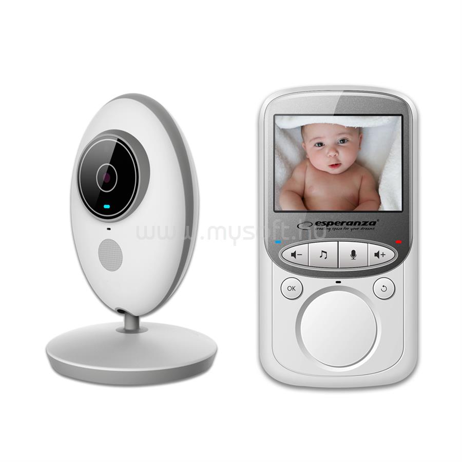 ESPERANZA Juan Baby Monitor 2,4" LCD kijelzővel (fehér-szürke)