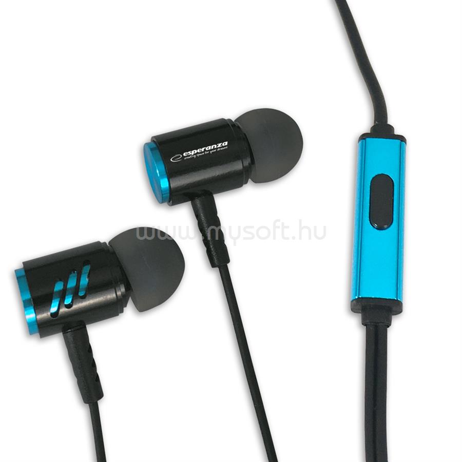 ESPERANZA sztereó mikrofonos fülhallgató (fekete-kék)