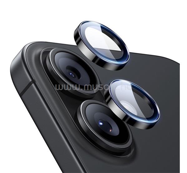 ESR iPhone 17 / 16 Plus / 16 ESR ARMORITE kameravédő üveg 2.5D, csak lencse + segédkeret, FEKETE