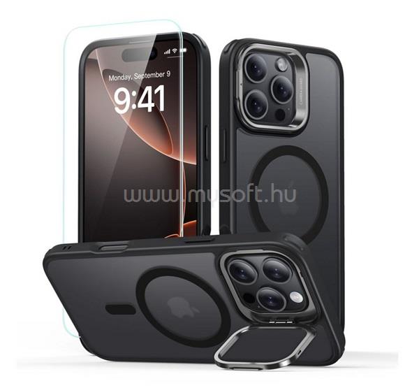 ESR iPhone 16 Pro CLASSIC HYBRID szilikon telefonvédő ütésállóság, matt + képernyővédő üveg, FEKETE