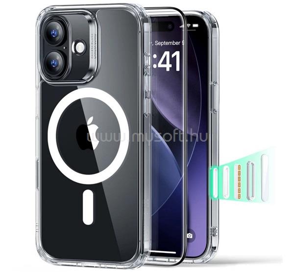 ESR iPhone 17 CLASSIC HYBRID szilikon telefonvédő ütésállóság, MagSafe + képernyővédő üveg, ÁTLÁTSZÓ
