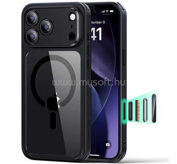 ESR iPhone 17 Pro CLASSIC HYBRID szilikon telefonvédő ütésállóság, MagSafe, ÁTLÁTSZÓ/FEKETE