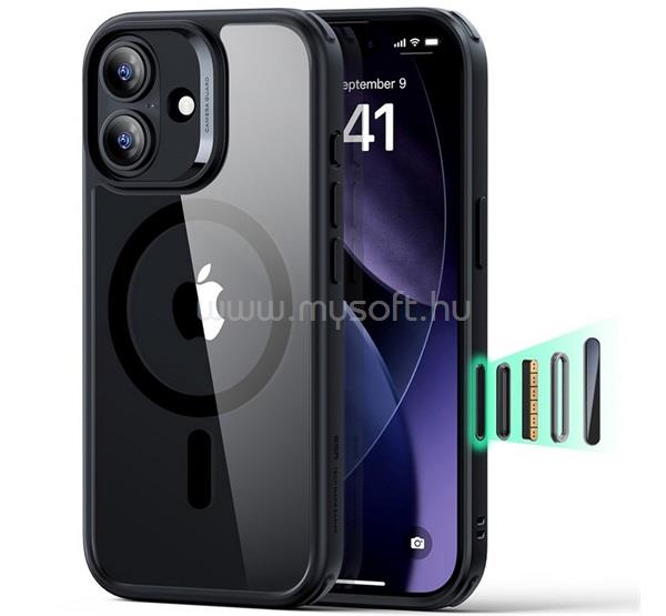 ESR iPhone 17 CLASSIC HYBRID szilikon telefonvédő ütésállóság, MagSafe, ÁTLÁTSZÓ/FEKETE