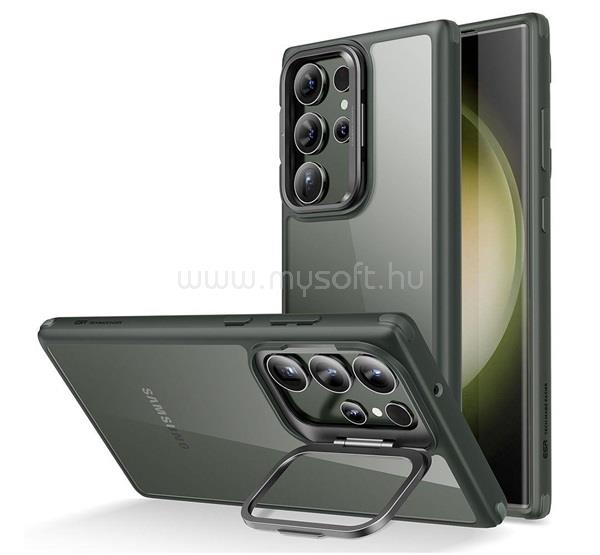 ESR Samsung S23 Ultra ESR CLASSIC szilikon telefonvédő ütésállóság, kitámasztó, FEKETE/SÖTÉTZÖLD