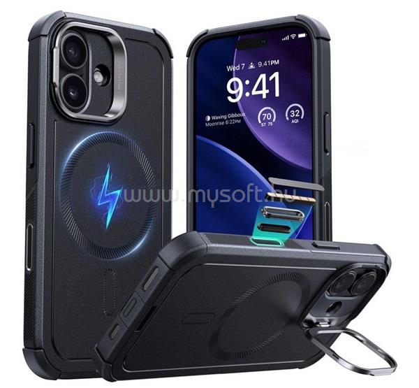 ESR iPhone 17 CYBER szilikon telefonvédő ütésállóság, MagSafe, FEKETE