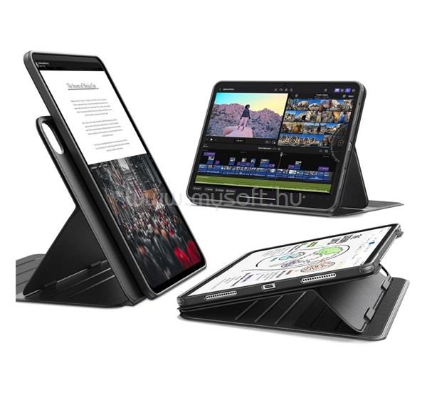 ESR IPAD Pro 13 (2025) / Pro 13 (2024) FLIP HYBRID szilikon telefonvédő aktív FLIP, ceruza tartó, FEKETE