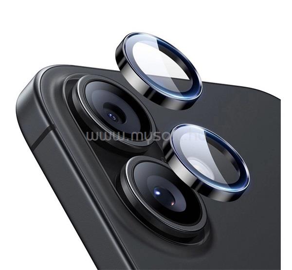 ESR iPhone 17 / 16 Plus / 16 ESR kameravédő üveg 9H + segédkeret FEKETE