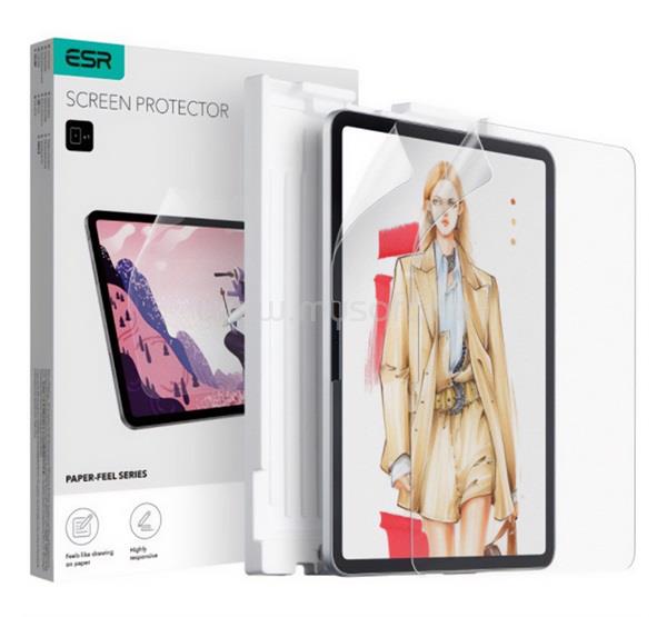ESR IPAD Pro 11 (2025) PAPER FEEL képernyővédő fólia 2db full screen, papír hatás + segédkeret, ÁTLÁTSZÓ