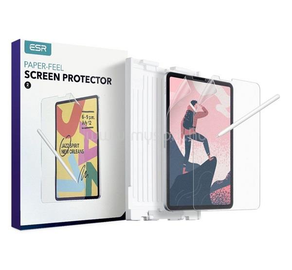 ESR IPAD Pro 12.9 (2022) PAPER FEEL képernyővédő fólia 2db full screen, papír hatás + segédkeret, ÁTLÁTSZÓ