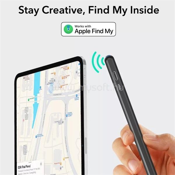 ESR Stylus Pen aktív toll rajzoláshoz, jegyzethez, 2018 után kiadott Apple iPad Air, iPad Mini (A17), iPad Pro (fekete)