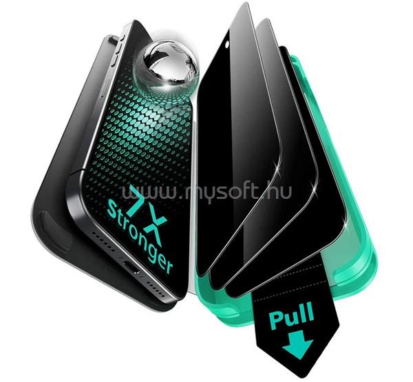 ESR iPhone 18 Pro ESR ULTRAFIT ARMORITE PRIVACY képernyővédő üveg 3db 2.5D, betekintés ellen + segédkeret, FEKETE