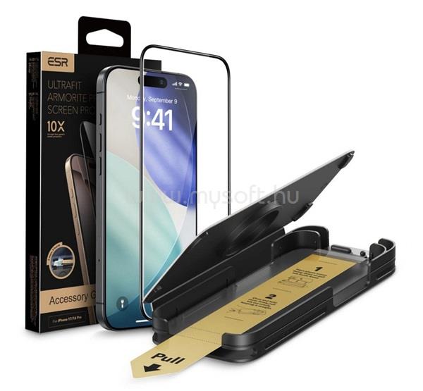 ESR iPhone 18 Pro Max / 17 Pro Max ESR ULTRAFIT ARMORITE PRO képernyővédő üveg 2.5D, EXTRA erős + segédkeret, ÁTLÁTSZÓ