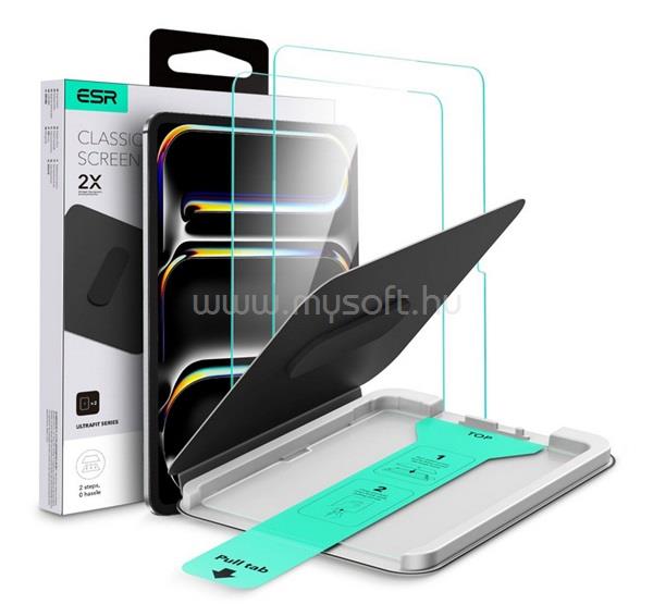 ESR IPAD Pro 13 (2025) / Pro 13 (2024) ULTRAFIT képernyővédő üveg 2db 2.5D, 9H + segédkeret, ÁTLÁTSZÓ