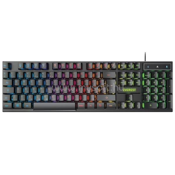EVEREST KB-188 Borealis Rainbow gamer vezetékes billentyűzet (magyar, fekete)