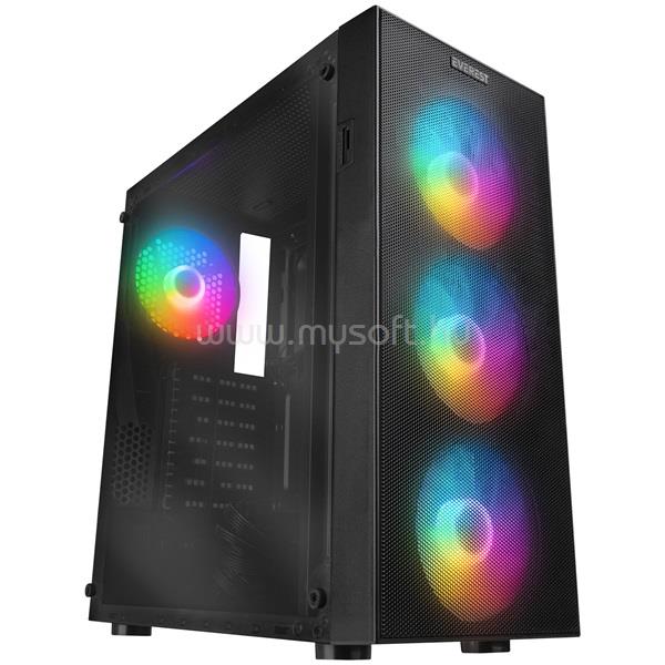 EVEREST FACED V1 fekete (táp nélküli) ablakos ATX ház