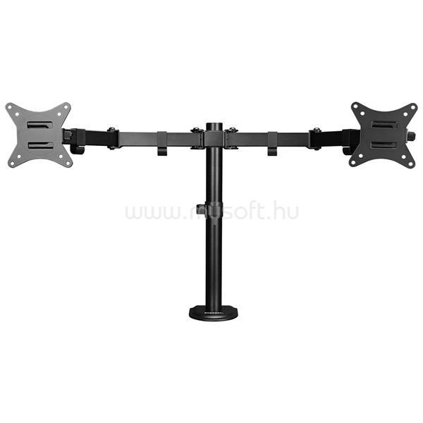 EVEREST Monitor állvány - MS-124 (17"-32"-ig, dupla monitor, Fekete, teherbírás: 9kg/monitor, VESA: 75x75, 100x100)