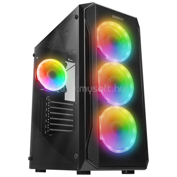 EVEREST Számítógépház - X-RACER (fekete; üveg; ATX; alsó táp; 4x120mm RGB, 1xUSB3.0 + 2xUSB2.0)