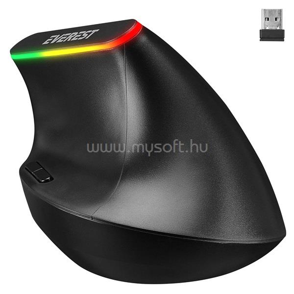 EVEREST SMW-618 RGB Ergonomic Vertical vezeték nélküli egér (fekete)
