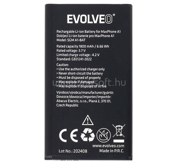 EVOLVEO Evolveo MaxPhone A1 EVOLVEO akku 1800mAh LI-ION