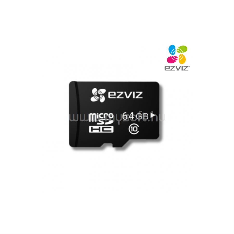 EZVIZ 64GB MicroSD kártya az biztonsági kamerákhoz, C10 class,Max read speed 90MB/s; Max write speed 50MB/s