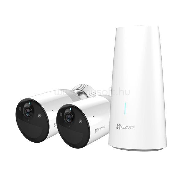 EZVIZ Kültéri 2 kamerás biztonsági rendszer BC1-B2 (bázisállomás+2 kamera), WiFi, 1080p, 12900mAH akku, PIR, IP66, H.265