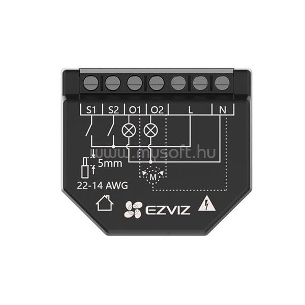 EZVIZ T36 Wi-Fi relé, 2 csatornás, energiafogyasztás figyelés funkció, Wi-Fi kapcsolat