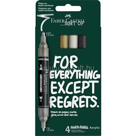 FABER - CASTELL Akril marker készlet, kétvégű MULTIMARK klasszikus színek Faber-Castell fehér, ezüst, arany, fekete 4klf. szín FC186010 small