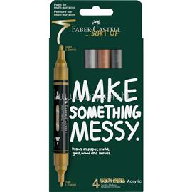 FABER - CASTELL Akril marker készlet, kétvégű MULTIMARK metálszínek Faber-Castell arany, ezüst, réz, acélszürke 4klf. szín FC186004 small