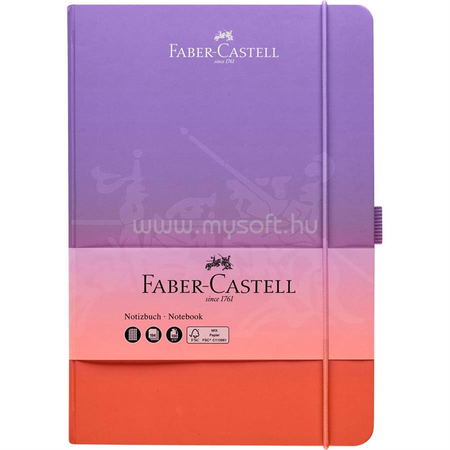 FABER - CASTELL Napló A5 194 lap kockás, gumírozott tolltartóval,színátmenetes Faber-Castell piros-lila