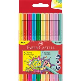 FABER - CASTELL Rostirón, filctoll készlet, GRIP neon+pasztell Faber-Castell 10 klf. szín FC155312 small