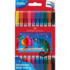 FABER - CASTELL Rostirón, filctoll készlet, kétvégű csillámos Faber-Castell 10 klf. szín FC151107 small