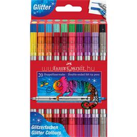 FABER - CASTELL Rostirón, filctoll készlet, kétvégű csillámos Faber-Castell 20 klf. szín FC151108 small