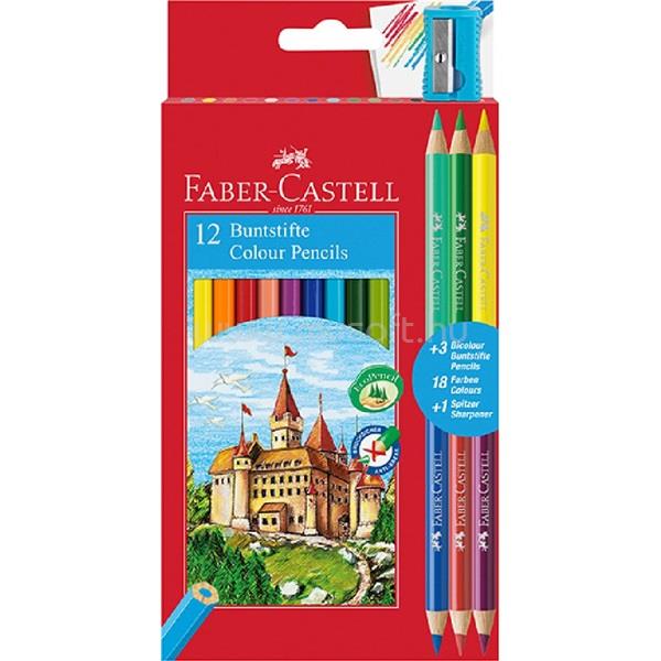 FABER-CASTELL 12 db+3 db-os bicolor (120112+3) színes ceruza készlet