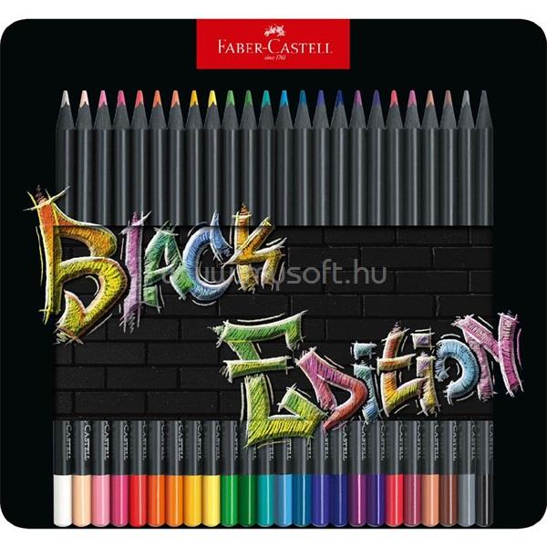 FABER-CASTELL Black Edition 24 db-os klt fekete test fém dobozban színes ceruza készlet