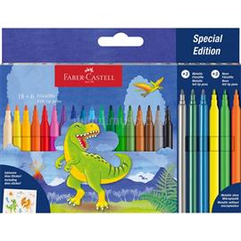 FABER-CASTELL Dinoszaurusz 18+6 db filctoll készlet, matricával FABER-CASTELL_FC554222 small