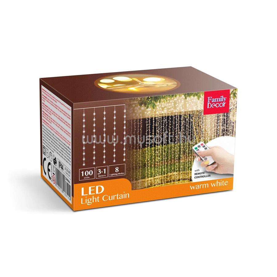 FAMILY DECOR LED FÉNYFÜGGÖNY 3X1 M MELEGFEHÉR