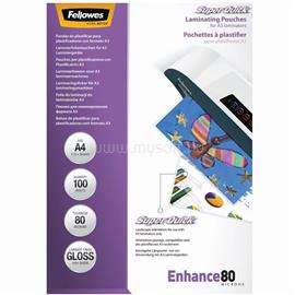 FELLOWES Lamináló fólia, A4, 80 mikron, fényes, 100 db/doboz, SuperQuick FellowesR FELLOWES_5440001 small