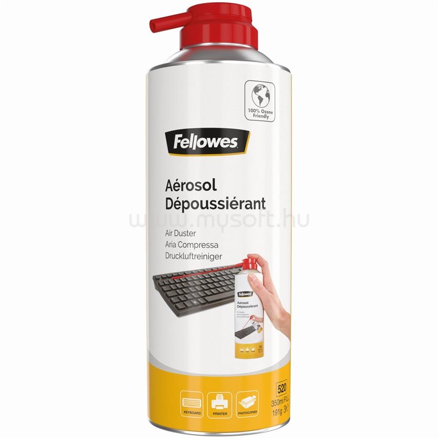 FELLOWES Sűrített levegő, porpisztoly, 520 ml,/350 ml, HFC mentes, gyúlékony