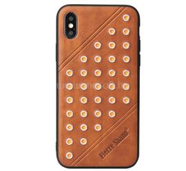 FIERRE SHANN iPhone XS 5.8 / X 5.8 FIERRE SHANN műanyag telefonvédő bőr hatású hátlap, szegecses, BARNA GP-81742 small