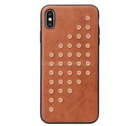 FIERRE SHANN iPhone XS Max 6.5 FIERRE SHANN műanyag telefonvédő bőr hatású hátlap, szegecses, BARNA GP-82027 small