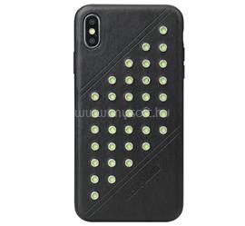 FIERRE SHANN iPhone XS Max 6.5 FIERRE SHANN műanyag telefonvédő bőr hatású hátlap, szegecses, FEKETE GP-82029 small