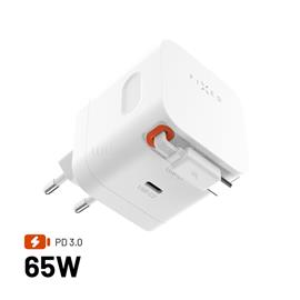 FIXED 2xUSB-C töltő visszahúzható kábellel, GaN PD 3.0 támogatással, 65W, fehér FIXCG65R-2C-WH small