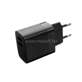 FIXED hálózati töltő, 2*USB-A kimenet, 17W + USB/USB-C kábel, fekete FIXC17N-2UC-BK small