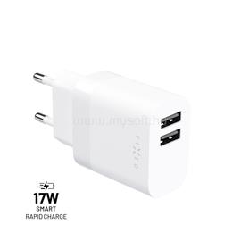 FIXED hálózati töltő, 2*USB-A kimenet, 17W, fehér FIXC17N-2U-WH small