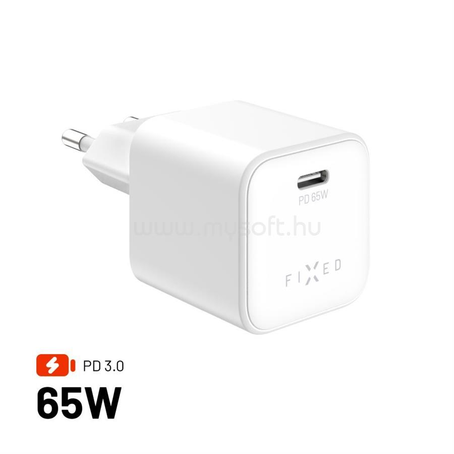 FIXED mini USB-C GaN töltő 65W fehér