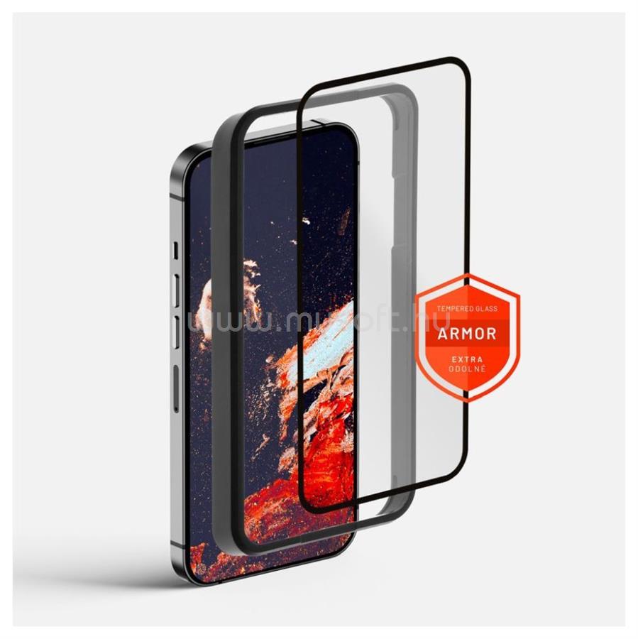 FIXED teljes képernyőt védő 2,5D edzett üveg aplikátorral Apple iPhone 15 Plus készülékhez, fekete